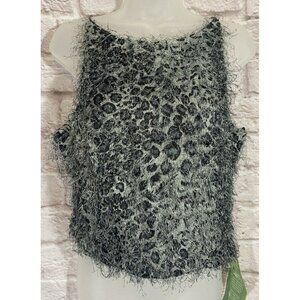 Y2K Vintage Cropped Tank Top 13/14 Fuzzy Shimmer Animal De Laru Shelia Yen 9600‎